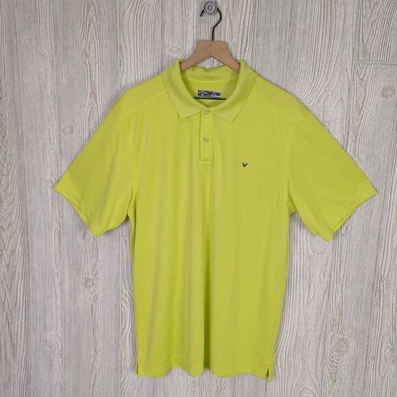 Callaway Mens Size XL Polo Golf Shirt Lime Green Short Sleeves Solid Color - Picture 1 of 7